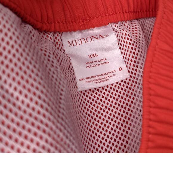 Merona Swimming Trunks XXL Elastic Waist Red Back Pocket Beach Pool Above Knee - Picture 3 of 6